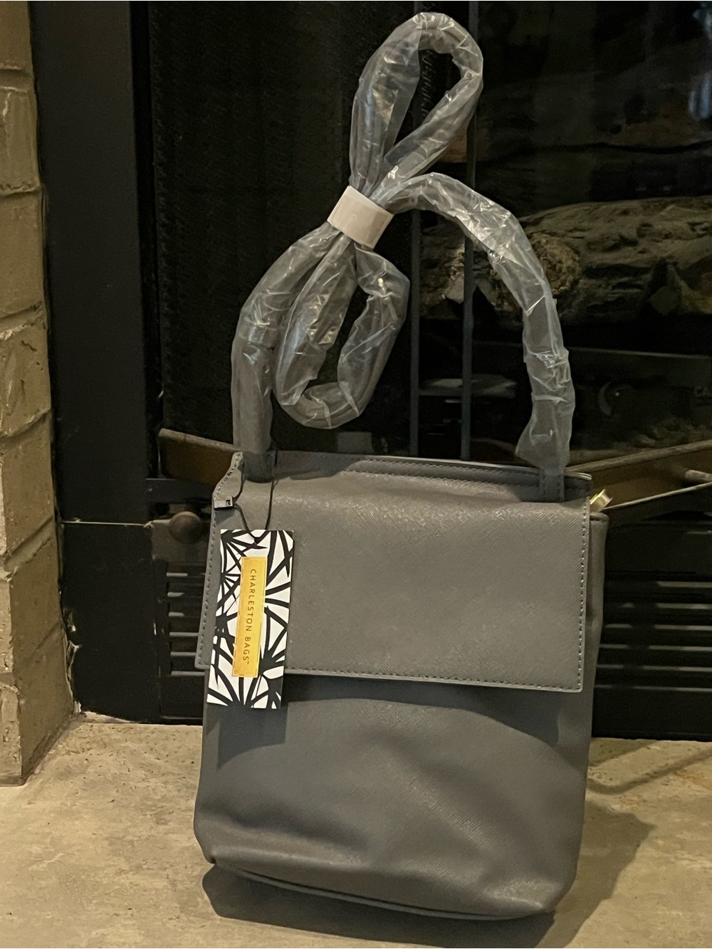 Structured Gray Crossbody Bag